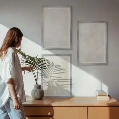 Gerahmtes Bilderset mit hellem Strukturfarbendesign