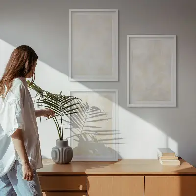 Gerahmtes Bilderset mit hellem Strukturfarbendesign