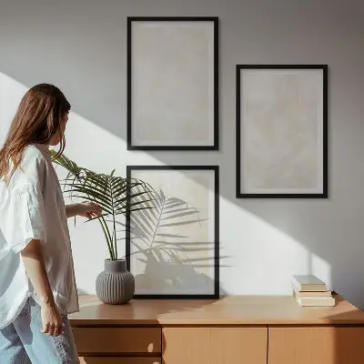 Gerahmtes Bilderset mit hellem Strukturfarbendesign