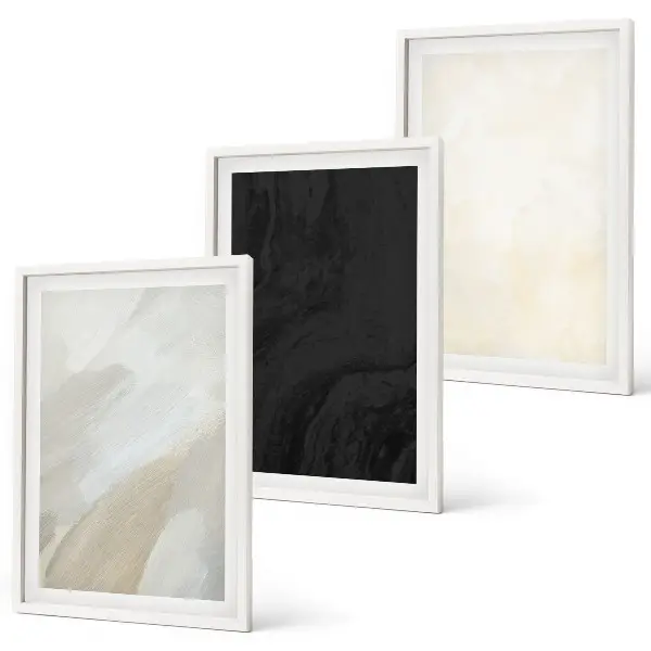 3er-Set Bilder mit Rahmen mit minimalistischem Schattenspiel-Motiv