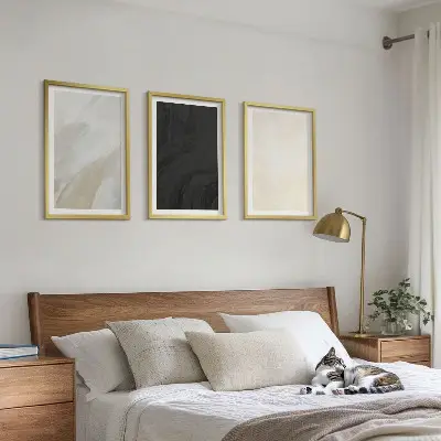 3er-Set Bilder mit Rahmen mit minimalistischem Schattenspiel-Motiv