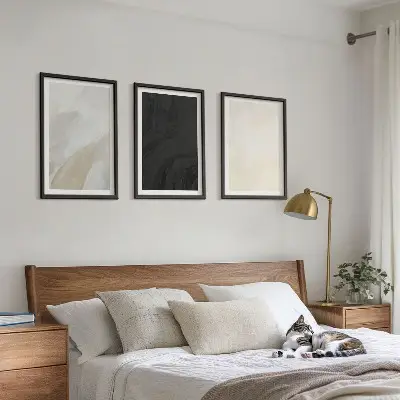 3er-Set Bilder mit Rahmen mit minimalistischem Schattenspiel-Motiv
