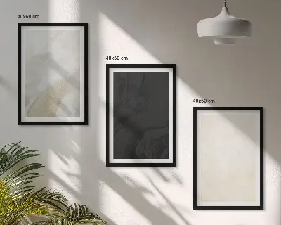 3er-Set Bilder mit Rahmen mit minimalistischem Schattenspiel-Motiv