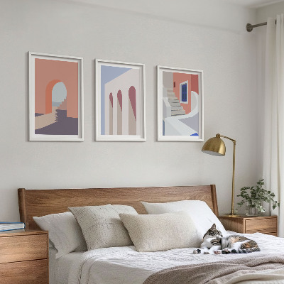 Gerahmtes bilderset Minimalistische Architekturillustrationen