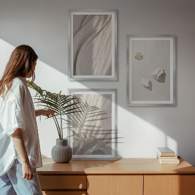 Bilder-3er-set mit rahmen Nahaufnahmen der Struktur im Boho-Stil