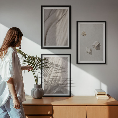 Bilder-3er-set mit rahmen Nahaufnahmen der Struktur im Boho-Stil