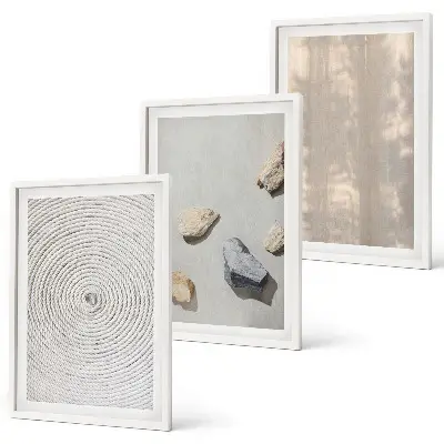 Gerahmtes Bilderset mit Boho-Naturtexturen und -Strukturen