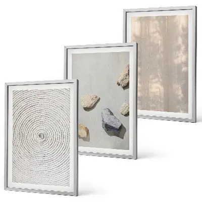 Gerahmtes Bilderset mit Boho-Naturtexturen und -Strukturen