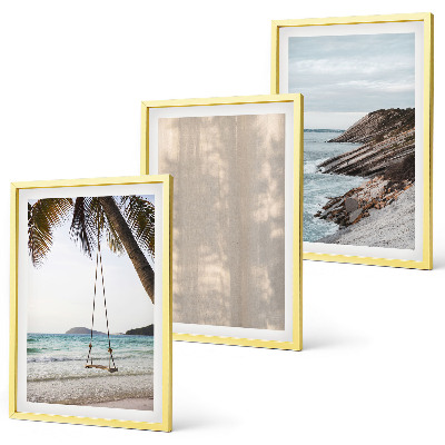 Bilder-3er-set mit rahmen Sommerlicher Sandstrand mit Meerblick