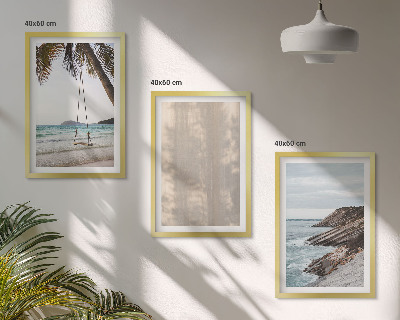 Bilder-3er-set mit rahmen Sommerlicher Sandstrand mit Meerblick