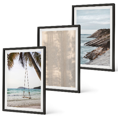 Bilder-3er-set mit rahmen Sommerlicher Sandstrand mit Meerblick