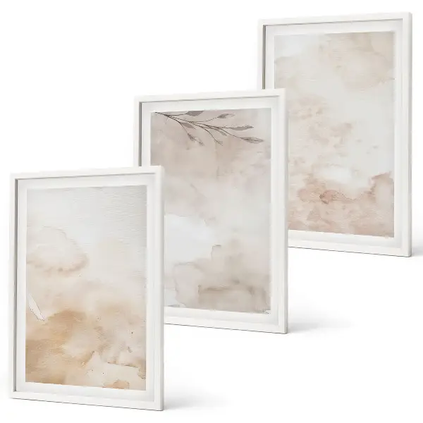 Aquarell-Pastellblätter 3er-Set Bilder mit Rahmen