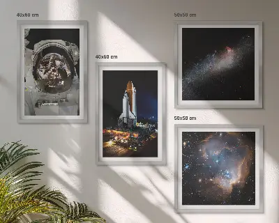 Astronauten landen auf dem Mond Wandbild als Polyptychon mit Rahmen