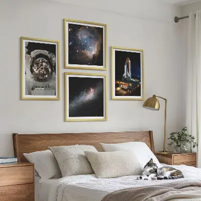 Astronauten landen auf dem Mond Wandbild als Polyptychon mit Rahmen