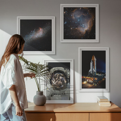 Polyptychon mit rahmen Astronauten landen auf dem Mond