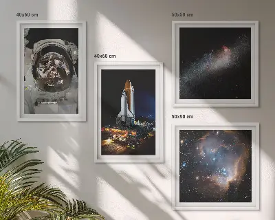 Astronauten landen auf dem Mond Wandbild als Polyptychon mit Rahmen