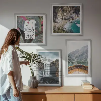 Polyptychon mit Rahmen Motiv Wasserfall Bergreise Natur