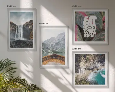 Polyptychon mit Rahmen Motiv Wasserfall Bergreise Natur