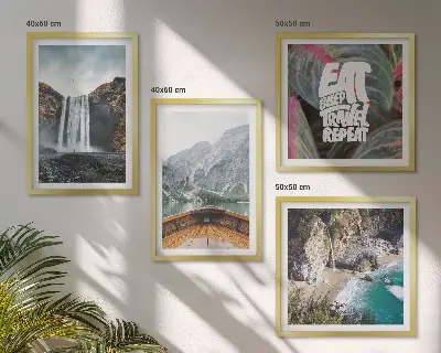 Polyptychon mit Rahmen Motiv Wasserfall Bergreise Natur
