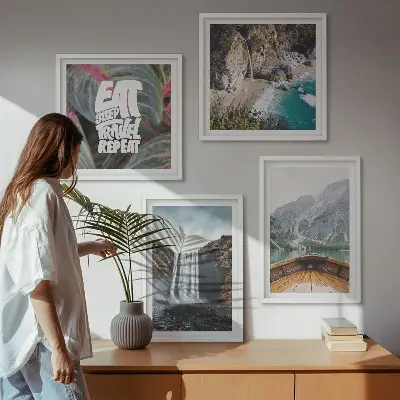 Polyptychon mit Rahmen Motiv Wasserfall Bergreise Natur