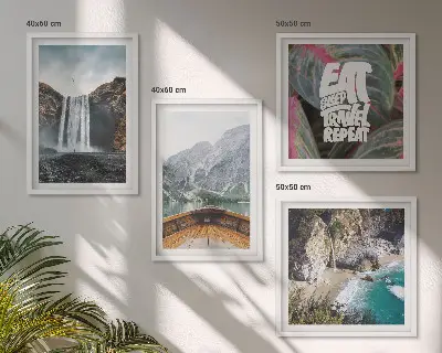 Polyptychon mit Rahmen Motiv Wasserfall Bergreise Natur