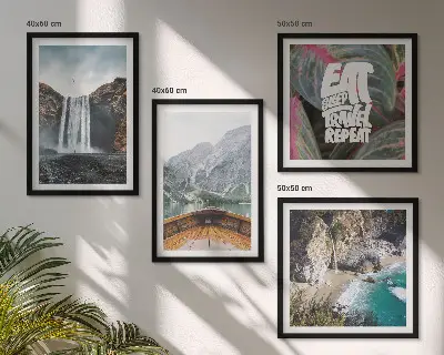 Polyptychon mit Rahmen Motiv Wasserfall Bergreise Natur