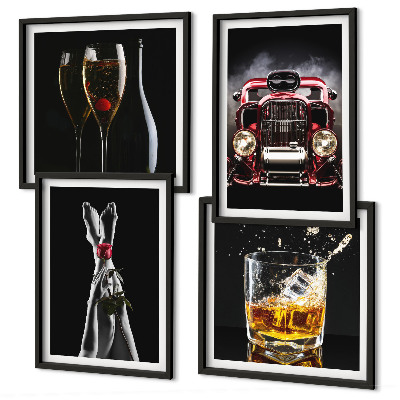 Wanddeko-set Frauenbeine Rosenwagen Wein