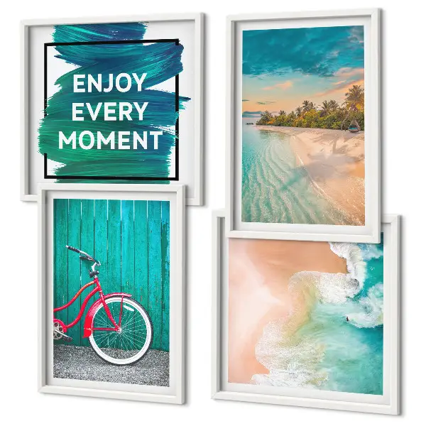 Wanddeko-Set mit Fahrrad und Seeboot Motiv