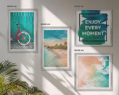 Wanddeko-Set mit Fahrrad und Seeboot Motiv