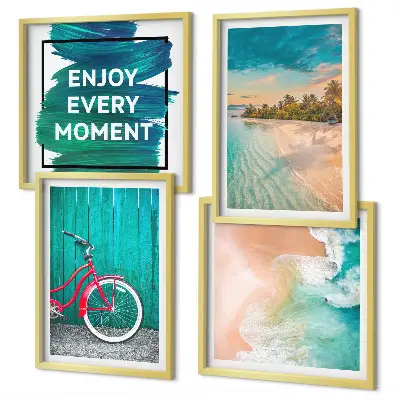 Wanddeko-Set mit Fahrrad und Seeboot Motiv