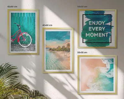 Wanddeko-Set mit Fahrrad und Seeboot Motiv