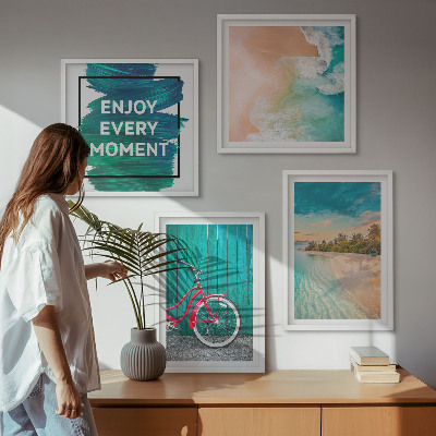 Wanddeko-set Inspiration für ein Fahrrad mit Seeboot