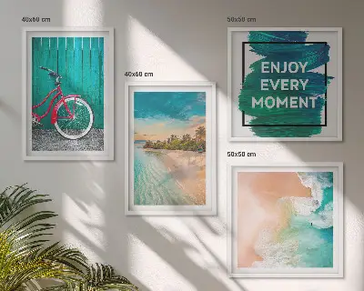 Wanddeko-Set mit Fahrrad und Seeboot Motiv