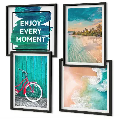 Wanddeko-Set mit Fahrrad und Seeboot Motiv