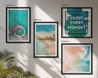 Wanddeko-Set mit Fahrrad und Seeboot Motiv