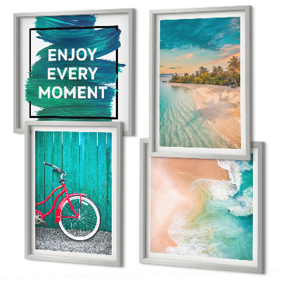 Wanddeko-set Inspiration für ein Fahrrad mit Seeboot