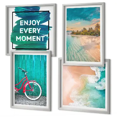 Wanddeko-Set mit Fahrrad und Seeboot Motiv