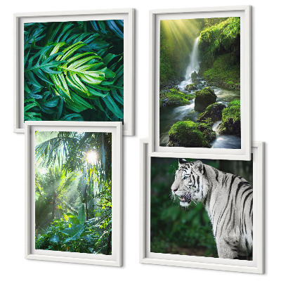 Wanddeko-set Dschungel-Weißtiger-Wasserfall