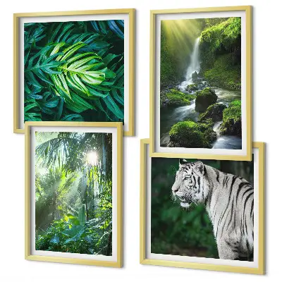 Wanddeko-Set Dschungelmotiv mit weißem Tiger und Wasserfall
