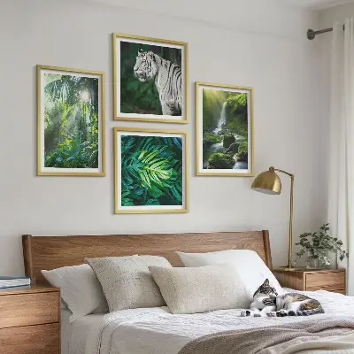 Wanddeko-Set Dschungelmotiv mit weißem Tiger und Wasserfall