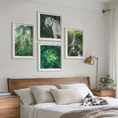 Wanddeko-Set Dschungelmotiv mit weißem Tiger und Wasserfall