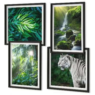 Wanddeko-Set Dschungelmotiv mit weißem Tiger und Wasserfall