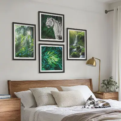 Wanddeko-Set Dschungelmotiv mit weißem Tiger und Wasserfall