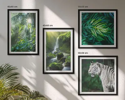 Wanddeko-Set Dschungelmotiv mit weißem Tiger und Wasserfall