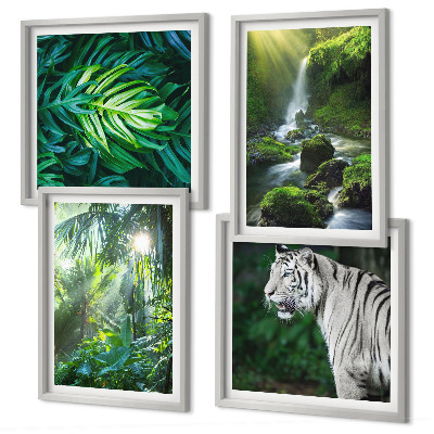 Wanddeko-set Dschungel-Weißtiger-Wasserfall