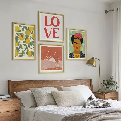 Wanddeko-Set mit Zitronen Motiv und Liebeslandschaft im Frida Kahlo Stil