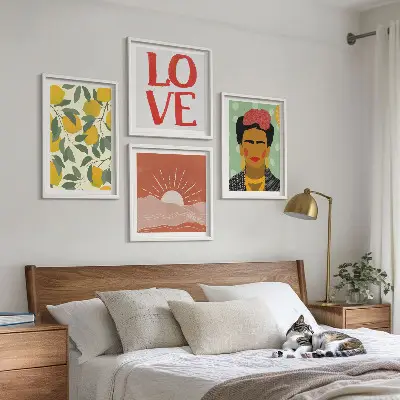 Wanddeko-Set mit Zitronen Motiv und Liebeslandschaft im Frida Kahlo Stil