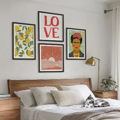 Wanddeko-Set mit Zitronen Motiv und Liebeslandschaft im Frida Kahlo Stil