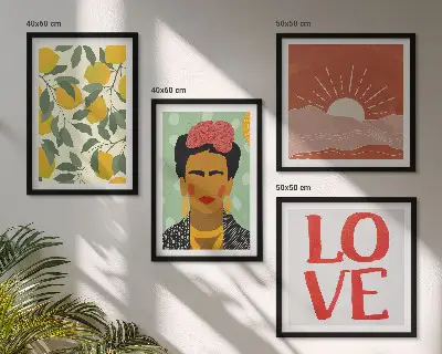 Wanddeko-Set mit Zitronen Motiv und Liebeslandschaft im Frida Kahlo Stil