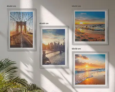 Wanddeko-Set mit Motiven von Brücken bei Sonnenuntergang in der Stadt